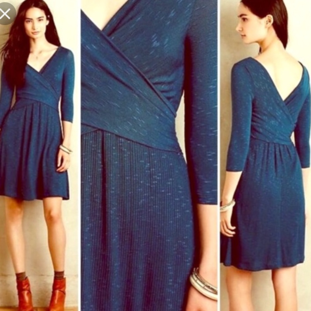 Anthropologie teal sweater dress